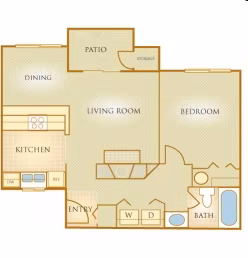 1 Bed 1 Bath floor plan